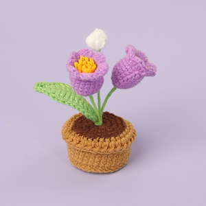Decoración de Flores en <span class=keywords><strong>Maceta</strong></span> de Crochet Hecha a Mano, Mini Planta Artificial de Hilo Tejido | Adorno Floral Amigurumi para el Hogar y la Oficina - Product Image 3