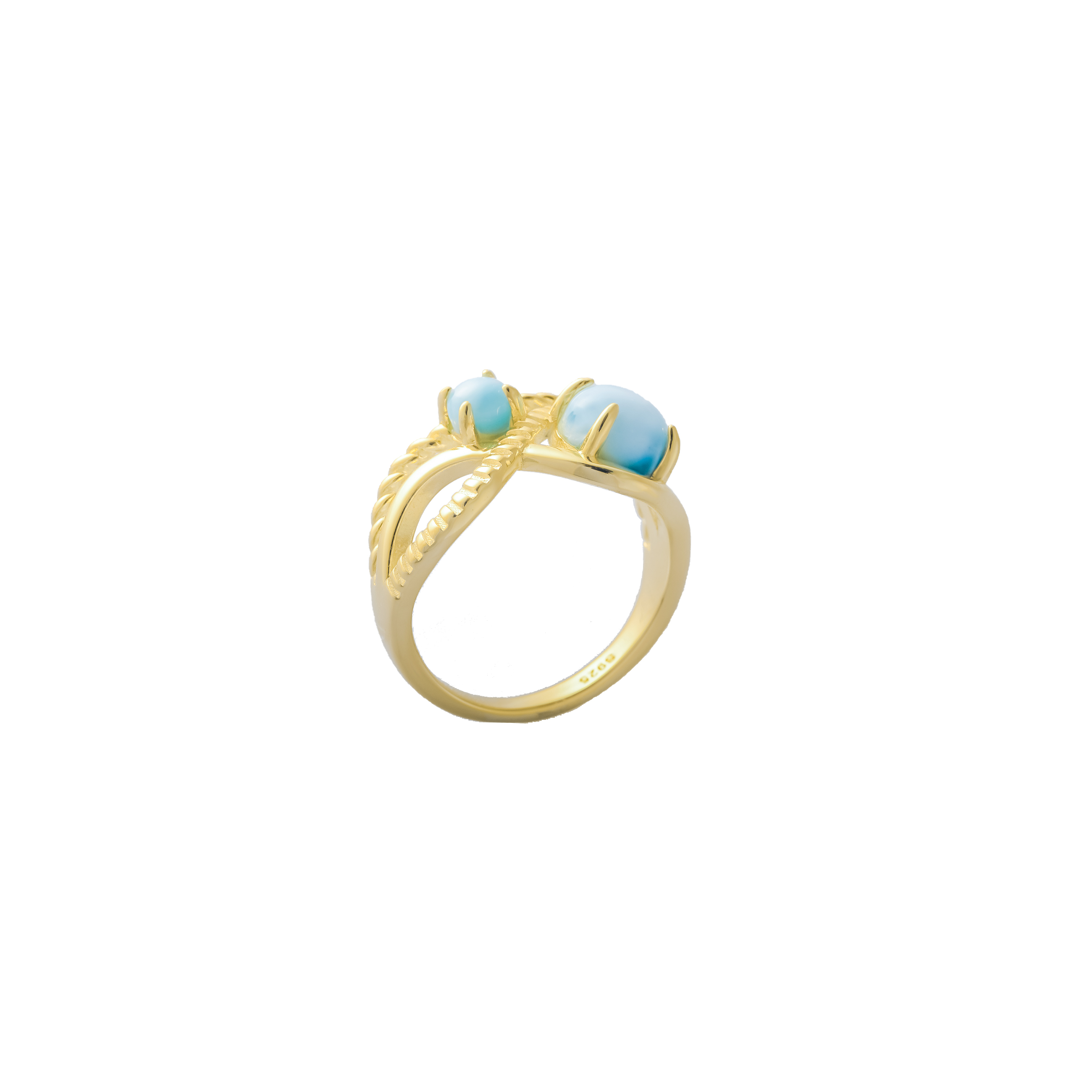 larimar and gold jewelry