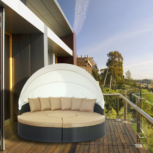 Ekspor Tiongkok Dia 2 Meter Lounge rotan bulat dengan kanopi dan bantal untuk penggunaan Luar Ruangan di halaman atau taman - Product Image 2
