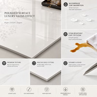 Carrelage en porcelaine blanche pleine masse 600x1200mm, aspect marbre chinois, moderne, poli, pour sol et mur, étanche et résistant à l'usure