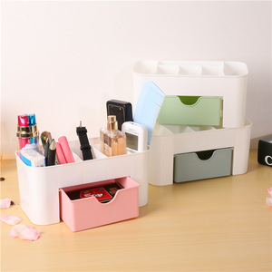 Boîte de rangement pour bijoux et cosmétiques, style tiroir, en plastique, pour bureau ou coiffeuse, organiseur de brosses de soin de la peau et de rouges à lèvres. - Product Image 2