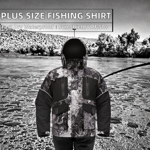 Camiseta de Pesca para Hombre, Talla Grande, Ligera, de Secado Rápido, Impermeable, Transpirable, con Protección Solar UPF 50+, Estampado de Camuflaje, Poliéster/Spandex - Product Image 2