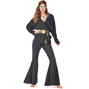 Costume de <span class=keywords><strong>femme</strong></span> adulte pour Halloween, rétro années 70, années 80, hippie, <span class=keywords><strong>disco</strong></span>, paillettes noires, YTHC-027 - Product Image 6