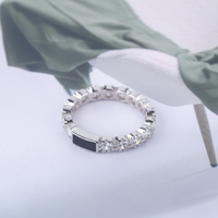 Groothandel sieraden moderne minimalistische 925 sterling zilveren ring met kubieke zirkonia voor jubilea, verjaardagen, Valentijnsdag cadeau