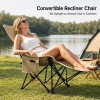 Chaise lune pliable réglable à 4 positions avec repose-jambes, chaise inclinable portable épaissie pour le camping, les loisirs en extérieur et la sieste
