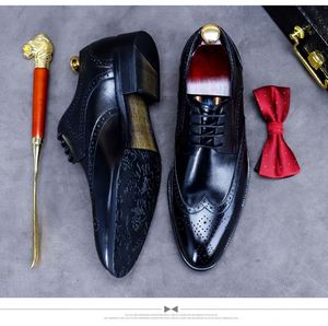 Zapatos Oxford de Hombre de Lujo de Marca Personalizada, con Punta Puntiaguda, Transpirables, con Cordones, Parte Superior de Cuero Genuino, Ligeros, Antideslizantes, para Primavera - Product Image 1