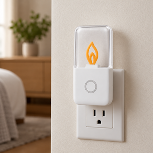 Luz nocturna LED con sensor de luz delantera y trasera de 3 niveles de intensidad, forma de llama, color blanco cálido, directo de fábrica, para dormitorio o pasillo. - Product Image 1
