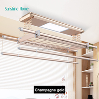 Séchoir à linge électronique pliable de luxe Sunshine Home en aluminium à fixation au plafond pour chemises avec éclairage LED et télécommande