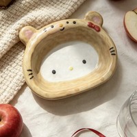 Petite coupelle en céramique peinte à la main avec motif animal de dessin animé pour voyage, idéale pour la sauce soja, le vinaigre et les assaisonnements de fondue chinoise