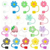Couvre-pailles en PVC personnalisés de 10 mm compatibles avec les gobelets de 40 oz, bouchons anti-poussière, fleurs, accessoires pour gobelets à boire