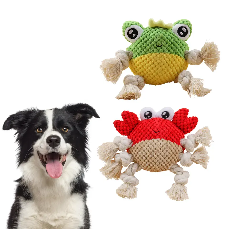 Jouet en peluche doux et durable pour chien crabe grenouille en forme de crabe mignon écologique