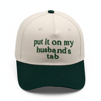 Casquette de baseball unisexe décontractée en tissu mesh, brodée en 3D, bicolore, avec la phrase 'Put It on My Husbands', en tissu courant