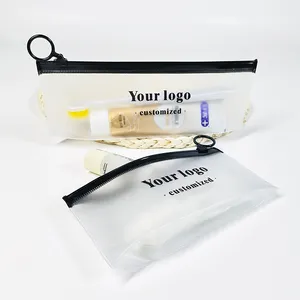 PVC Plastic Zipper Frosted Ziplock Pouch Tooth Brush Wash Bag Cosmetic Bag Cosmetic Bags 2024 With Logo