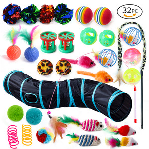 32 पीसी रंगीन पालतू बिल्ली खिलौना सेट बेल प्लग के साथ बिल्ली बिल्ली बिल्ली बिल्ली बिल्ली के साथ खिलौना - Product Image 5