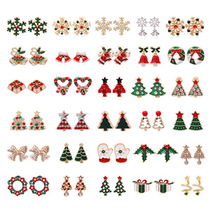 Pendientes de circonita con forma de árbol de Navidad, copo de nieve y campana para <span class=keywords><strong>mujer</strong></span>, a la moda, venta directa de proveedor mayorista - Product Image 2