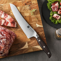 Couteaux de cuisine en acier inoxydable allemand de haute qualité pour trancher la viande, couteau pour aliments congelés avec manche en bois de santal rouge