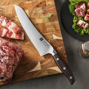 Couteaux de cuisine en acier inoxydable allemand de haute qualité pour trancher la viande, <span class=keywords><strong>couteau</strong></span> pour aliments congelés avec manche en bois de santal rouge - Product Image 1