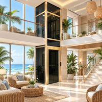 Ascenseur résidentiel intérieur à fonctionnement stable avec cabine en verre trempé architectural pour résidences de luxe, duplex et penthouse