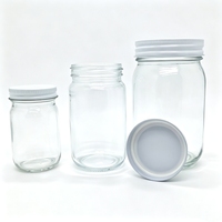 Bocaux en verre sans BPA de 2 oz, 4 oz, 8 oz, 16 oz avec couvercle métallique pour miel, sauces, épices, beurre – Contenants de 1 livre