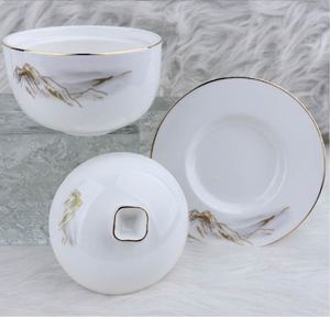 Service de table en porcelaine de style chinois personnalisé, vaisselle en céramique à motif paysage oriental, logo personnalisé - Product Image 3