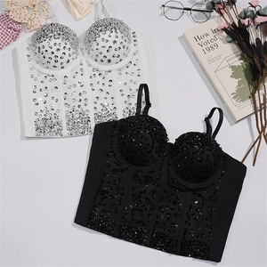 A5204 Dropshipping Unico Sexy del Corsetto Della Maglia Parte Superiore Del Tubo Rhinestonese Sequin <span class=keywords><strong>Crop</strong></span> <span class=keywords><strong>Top</strong></span> Delle Donne - Product Image 1