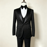 Costume homme fait main orné de strass et de sequins, ensemble 3 pièces : veste à simple boutonnage, gilet et pantalon, smoking scintillant pour mariage, bal de promo et soirée