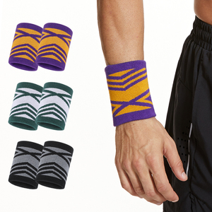 SHIWEI-6162# Custom Tennis Gym Fitness Sweat Sports Wrist Bands Bracer Promotional Cotton Elastic Fabric Cloth Wristbands