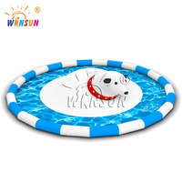 Piscine gonflable WINSUN en forme d'ours polaire avec plateforme de saut pour enfants, idéale pour les fêtes d'été en extérieur et la location commerciale
