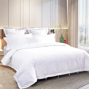 Individuelles neuestes Design 200 TÜÜC Baumwolle weiße Bettwäsche für Hotels Bettwäsche-Set