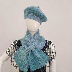 <span class=keywords><strong>Ensemble</strong></span> deux pièces automne-hiver pour <span class=keywords><strong>femme</strong></span> : <span class=keywords><strong>Béret</strong></span> fait main et <span class=keywords><strong>écharpe</strong></span> assortie, style vintage, effet changeant de couleur, pour artiste peintre - Product Image 4