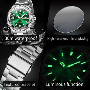 Reloj para Hombre de Gran Venta Marca Superior Verde de Lujo a la Moda 5560 Reloj de Pulsera de Cuarzo de Acero Inoxidable - Product Image 6