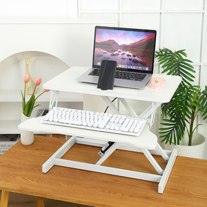<b>Adjustable</b> Computer Desk With Keyboard Tray Pneumatic Height Standing Workbench For Laptops Tabletop Monitor Riser - Product Image 1