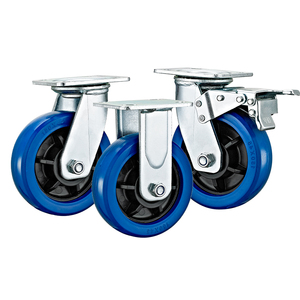 4''5''6''8 ''Hochleistungs-Lenk rollen platte mit brems blauen elastischen Gummi rädern für Handwagen Industrie transport - Product Image 1
