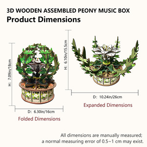 วาโคเซทอย จัสมินกล่องดนตรีไม้ 3D ปริศนา 161 ชิ้น DIY ของเล่นทำด้วยมือสำหรับเยาวชนความหนา 2.5 มม. - Product Image 5