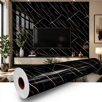 Autocollants muraux en vinyle effet marbre noir ambré, texture brillante, adaptés aux locations, pour murs d'accentuation TV, halls d'entrée et cafés