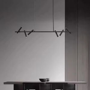 Lampadario a LED di lusso <span class=keywords><strong>con</strong></span> faretto nordico moderno luce a sospensione a LED per sala da pranzo soggiorno a striscia lunga lampadario - Product Image 6