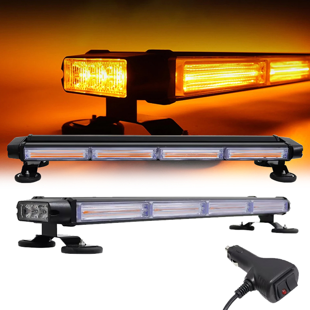 12V 24V LED Strobe Light Bar High Power Double Side Flashing Emergency Light Magnetic Base Warning Lamp for Car Truck Trailer
