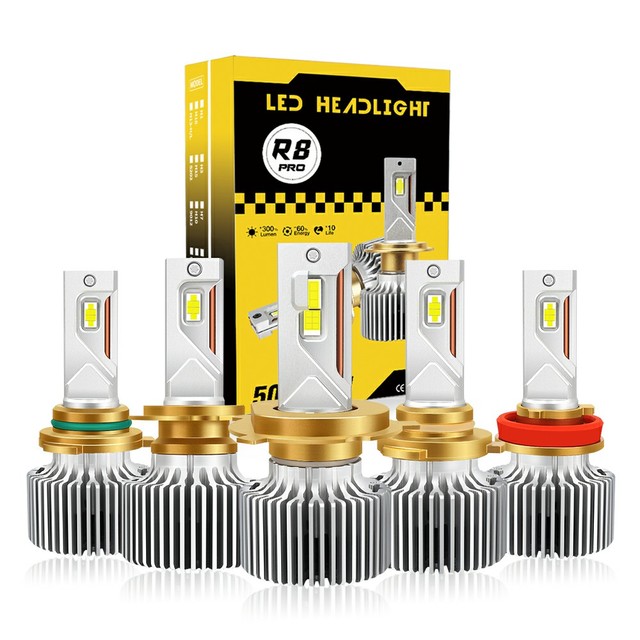 New Design Led Headlight R8 Pro 300w 50000lm Kit 6000k Flip Chip H1 H3 H7 H11 9005 9006 9012 H4 H13 9004 9007 Led Light Bulb