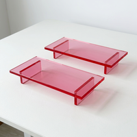 Soporte Acrílico Rosa para Monitor, Base Transparente para Computadora, Accesorios Modernos de Escritorio, Soportes de Exhibición