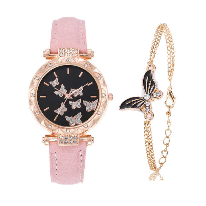 2023 Fashion boutique butterfly watch New Arrival Pointer Quartz Watch Lady Women Leather Watches Bracelet gift