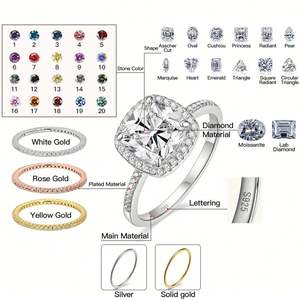 แหวนหมั้นของผู้หญิงแบบมีสไตล์สีทอง10K 14K 18K VVS Moissanite - Product Image 4