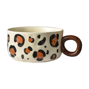 Nuova Tazza da Caffè in Porcellana Smaltata Leopardata da 300ml, Impilabile, Fatta a Mano, Riutilizzabile, per Caffè/Cappuccino/Latte - Product Image 5