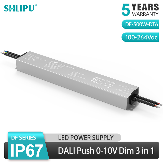 IP67 waterproof Dimmable LED Power Supply Dali Push 0-10V led driver DT6 brightness adjustable power supply 12V 24V 300W driver