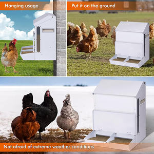 JH-Mech Mangeoire et abreuvoir à 6 aliments pour poulets résistant aux intempéries avec pattes réglables verrouillables Mangeoire à poulet automatique en métal fiable - Product Image 3