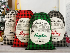Bolsa de Regalo Navideña Personalizada con Cordón, Diseño de Santa Claus, 50*70 cm, Colección North Pole Express - Product Image 6