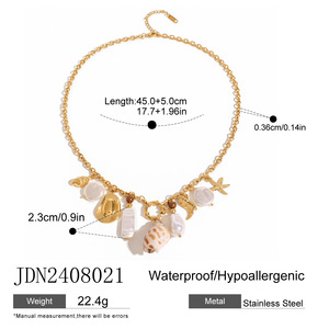 Collares con colgante <span class=keywords><strong>originales</strong></span> hechos a mano joyería de playa conchas estrella de mar Concha perla tortuga joyería de acero inoxidable para mujeres conjuntos - Product Image 6