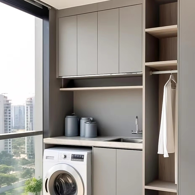 Customized Modern Design Wall-Mounted Wood Wash Basin Cabinet Solid Wood Laundry Cabinet With New Designs