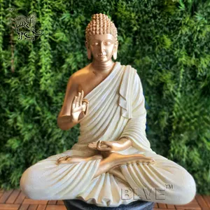BLVE 정원 불교 종교 실물 크기 황금 명상 황동 선 부처 조각 앉아 청동 불상 가정 장식