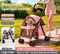 Poussette pour animaux de compagnie en métal, modèle 001, OEM/ODM transfrontalier, légère, pliable, avec roues EVA, pour chiens et chats, chariot de voyage, transporteur pour animaux
