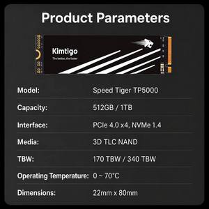 TP5000 1TB 512GB NVMe M.2 SSD PCIe 4.0 X4 Interne Solid State Drive 4800MB/s Hoge Snelheid 3D TLC voor Desktop Laptop PC - Product Image 6